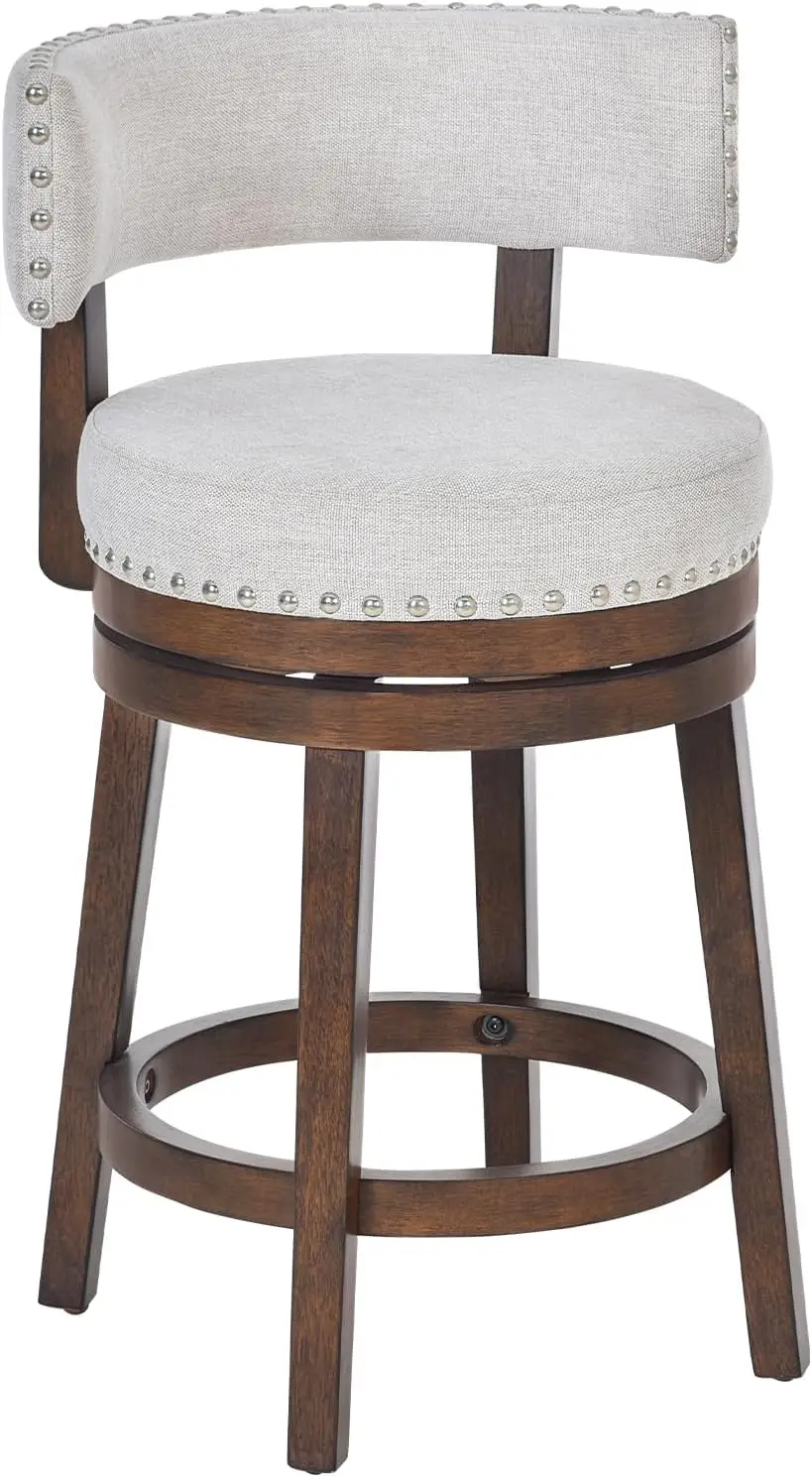 Colamy Swivel Bar Stool, Modern Swivel Barstool With Back, Counter Height Bar Stools, 25 Inch Upholstered Wood Barstool For