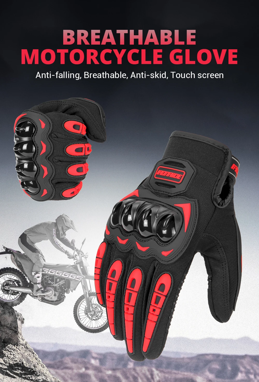 Motorrad Handschuhe Sommer Wasserdichte Touchscreen Voll Finger Handschuhe Schutz Anti-herbst Guantes Moto Nicht-slip Reiten Handschuhe – Detail 1