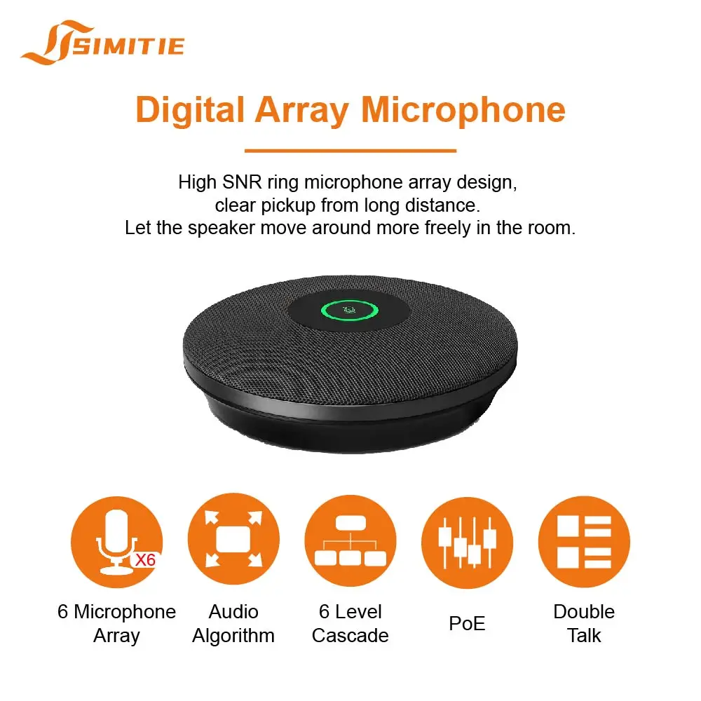 Usb Conference Omnidirectional Microphone Array Max Cascade Of 6 Microphone For Huddle Middle Large Size Meeting Room