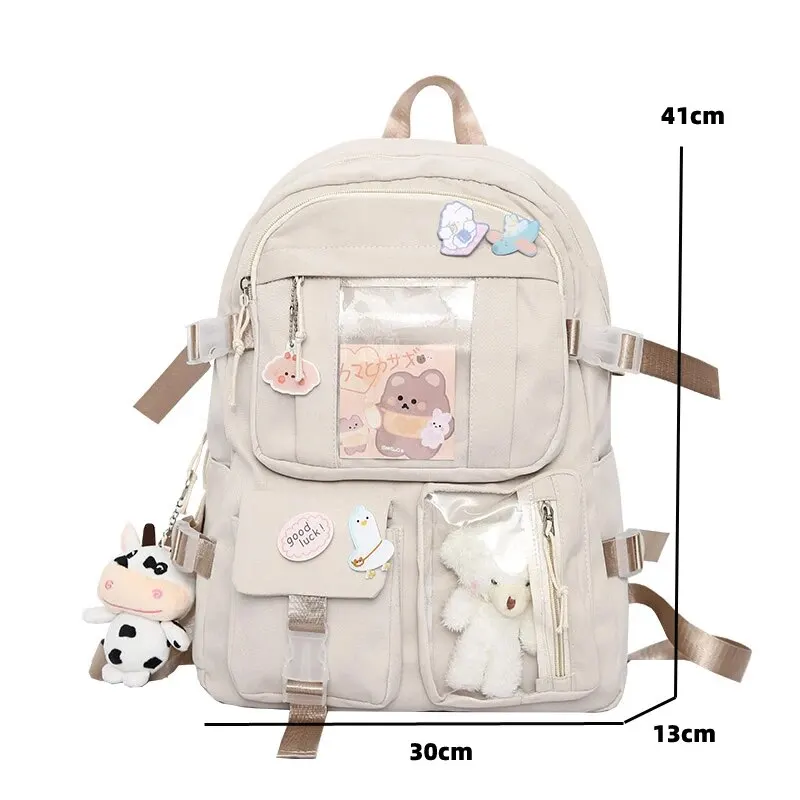 Cute Women Backpacks Waterproof Multi-Pocket Nylon School Backpack for Student Female Girls Kawaii Laptop Book Pack Mochilas