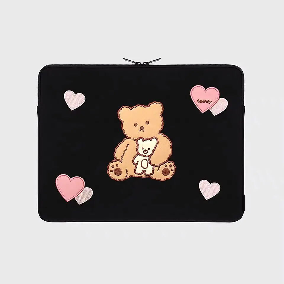 Cute Bear Laptop Bag Sleeve Case For Macbook Air Pro13.3/13.6/14/15/15.6/16 Inch IPad11 Notebook Korean Kawaii Laptop Pouch