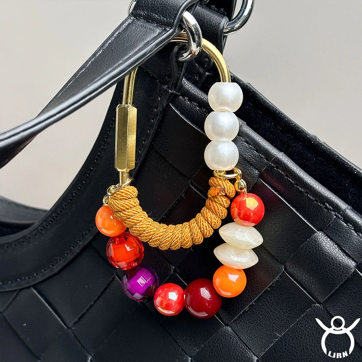 2026 New Keychain Colorful Beaded INS Metal Stainless Steel Accessaries Bag Charms Jewelry for Women Girl Gift