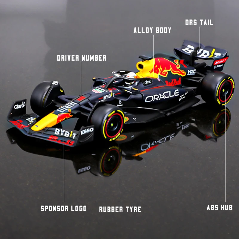 Bburago 1:43 Driver\'s Helmet Version 2022 Red Bull RB18 #1 Max Verstappen #11 Formula F1 Racing Static Diecast Alloy Model Car