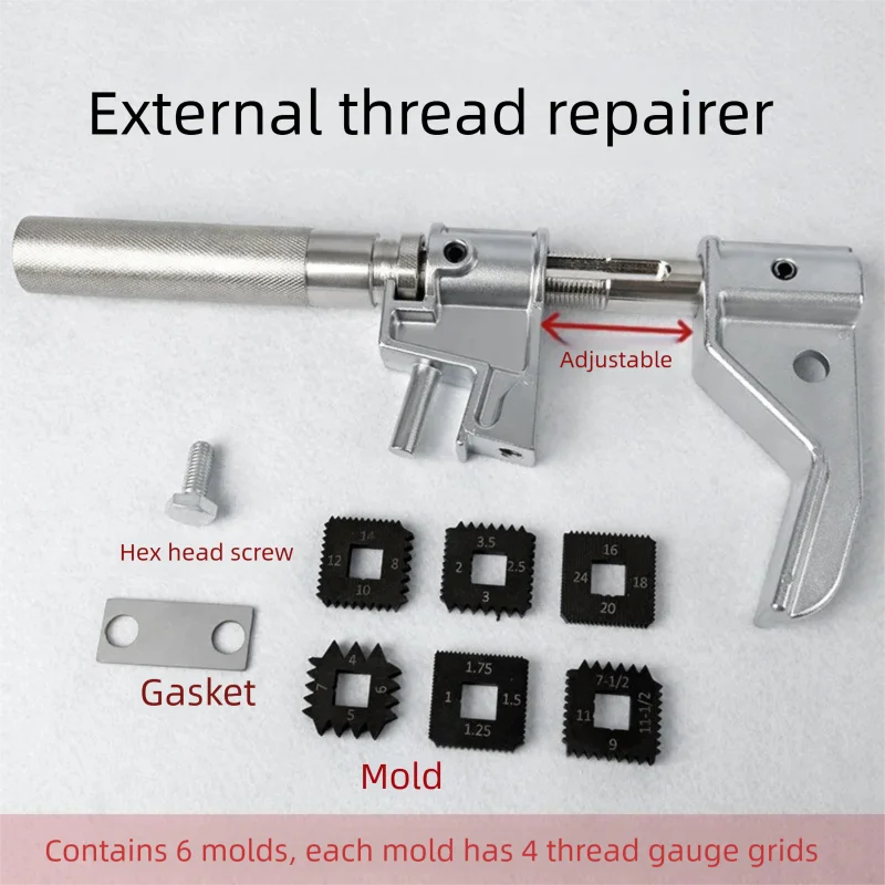 35-130mm External Thread with 6 MultiSize Dies for Shafts Axles and Mechanical Parts Restoration Tool