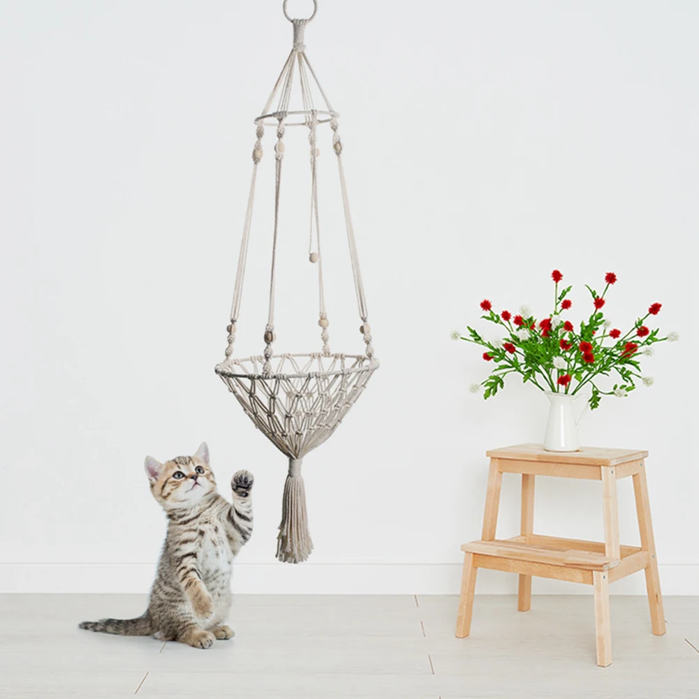 Bohemia Woven Hanging Basket Multi-use Household Pet Puppy Cats Hammock Hanging Pet Bed Home Decoration