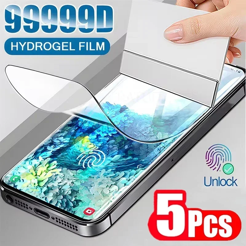 5Pcs Hydrogel Film for Samsung Galaxy S21 S22 S20 S23 S24 Ultra S10 S9 S8 Plus FE Screen Protector for Samsung Note 20 10 9 Plus