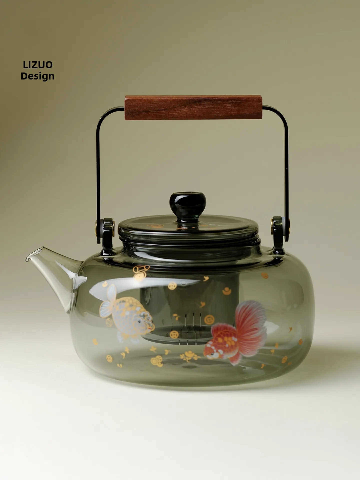 

Rizuo Ink Pool Golden Scale Heat Resistant Glass Kettle Home High Aesthetic Value Tea Brewing Pot Fine Ceramic Stove Tea Maker