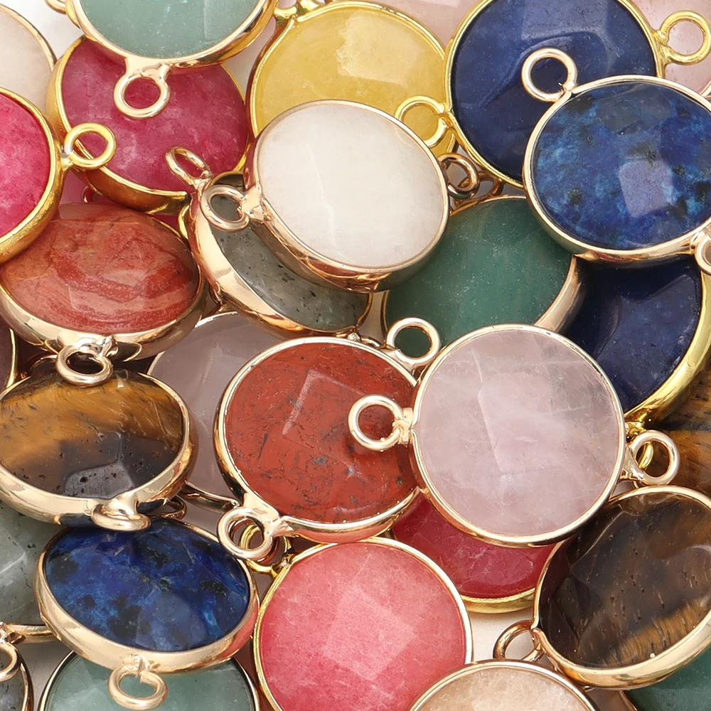 2-4pcs/lot Natural Stone Faceted Pendant Rose Quartz Lapis Lazuli Jade Charms For DIY Fashion Bracelet Necklace Jewelry Accessor