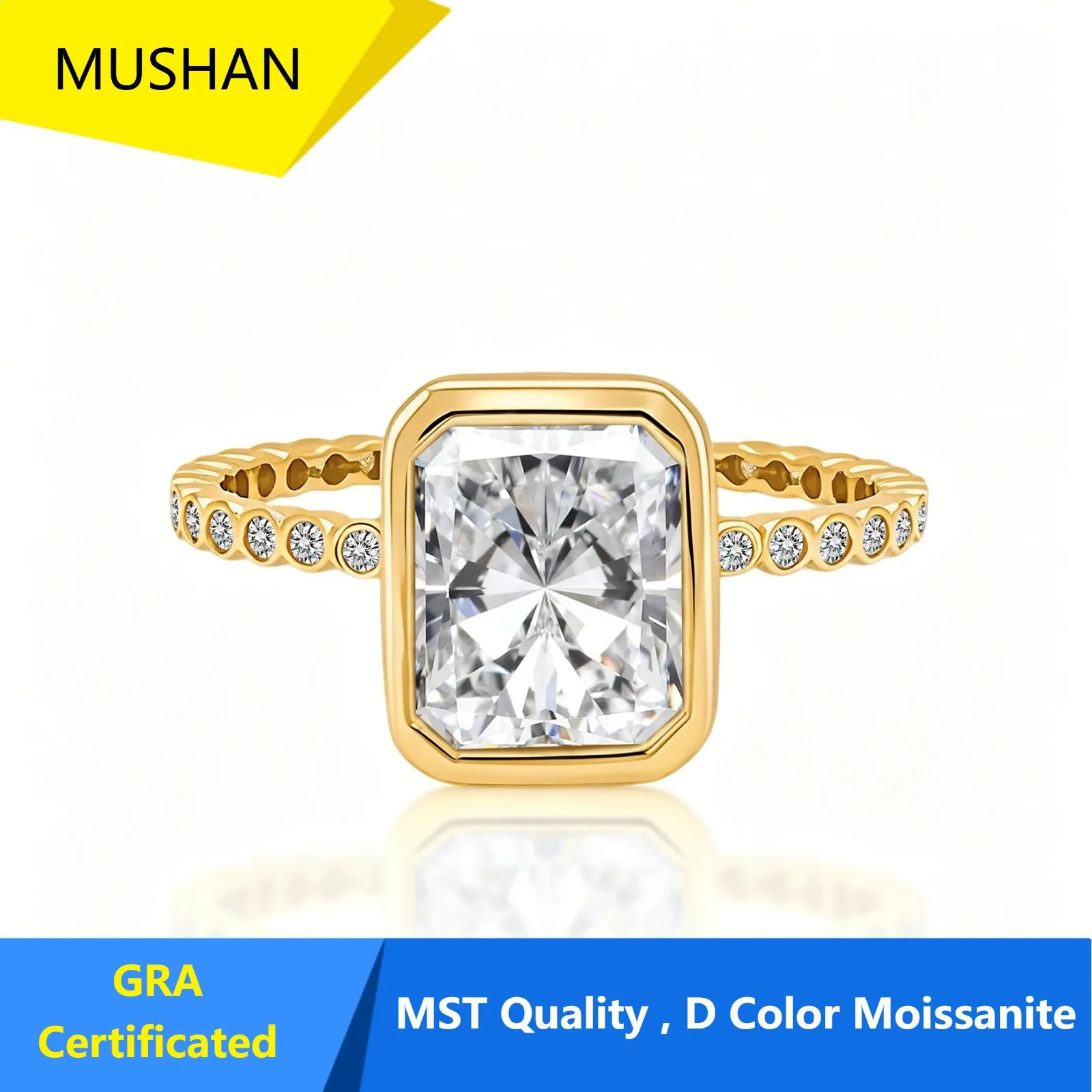MUSHAN Jewelry Factory Wholesale 925 Sterling Silver Rings Wedding Band for Women Real D Color Moissanite Diamond Ring