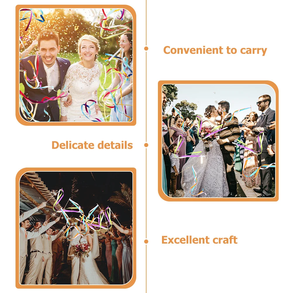 

30Pcs Ribbon Stick Wands Wedding Fairy Streamers Decorative Wedding Party Streamers Send Off Layout Decorations