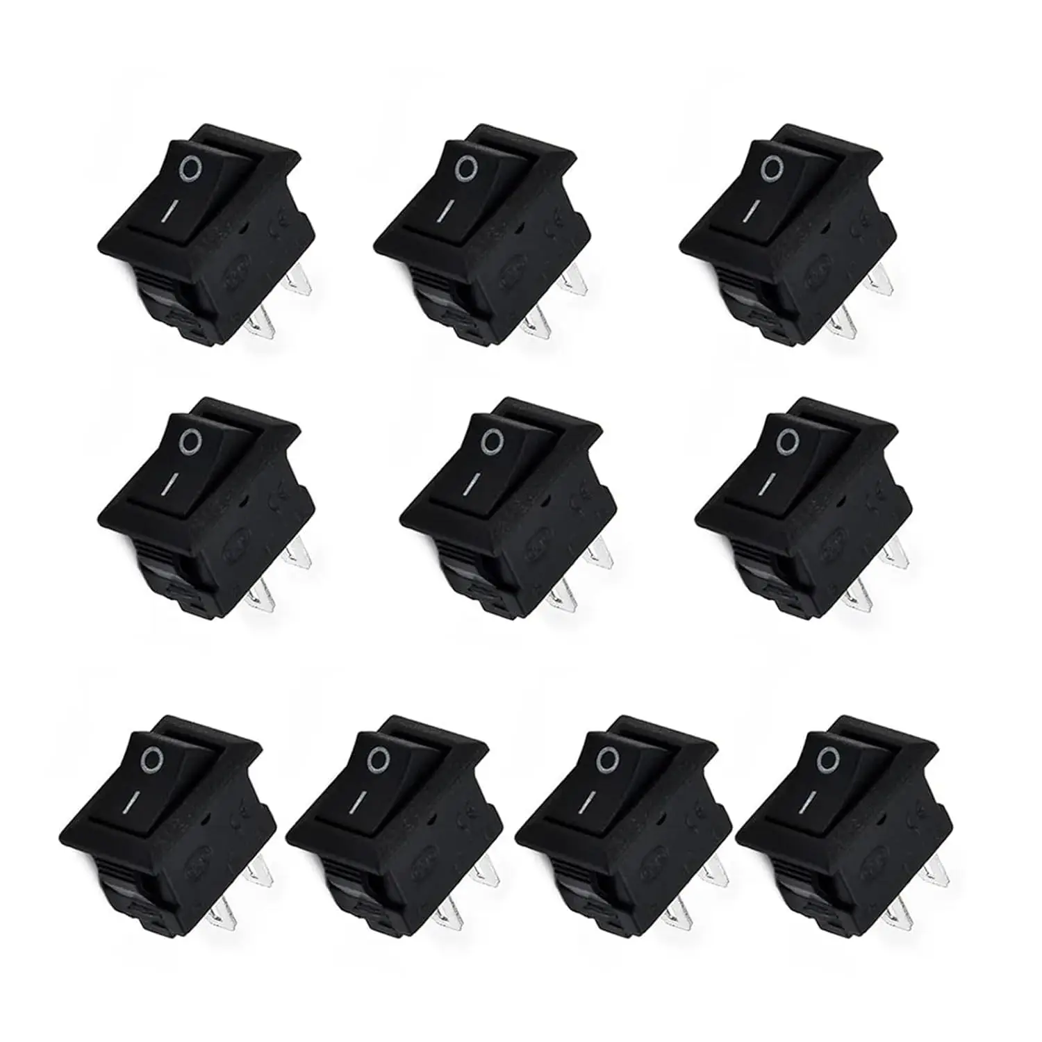 10 Pcs Auto Car Truck Boat Round Rocker DC 12V 16A 2-Pin ON/Off Toggle SPST Switches Rocker Switch 10x15mm