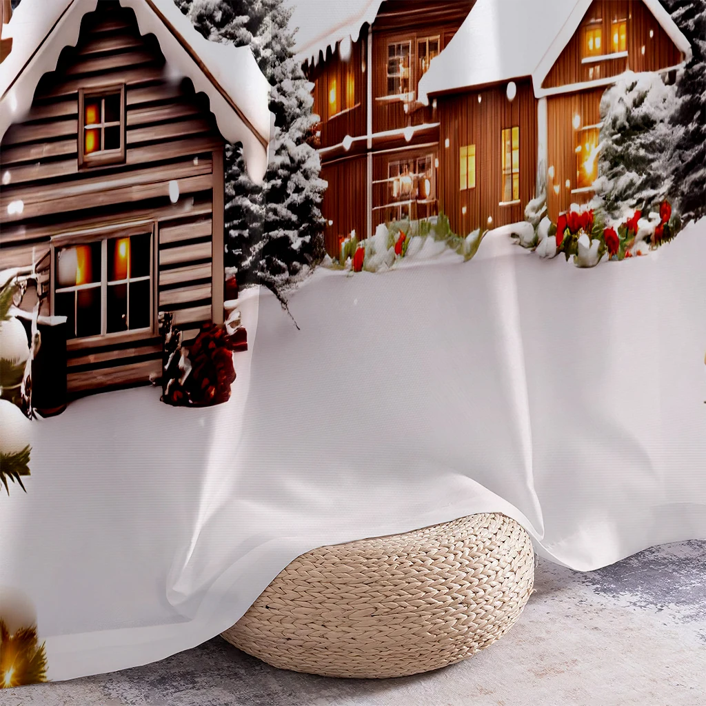 2pcs Curtains With Cartoon Christmas-Themed Prints—Festive, Light-Filtering Curtains For Children's Rooms; A New Year's Gift.