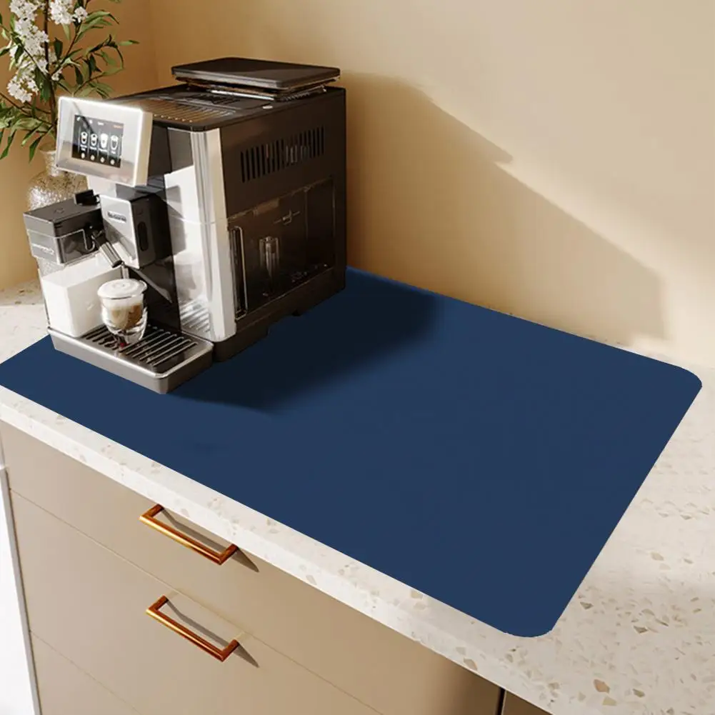 Absorbent Coffee Mat Water Absorbent Coffee Machine Mat for Kitchen Bar Washable Anti-skid Dish Drying Mat with Solid Color