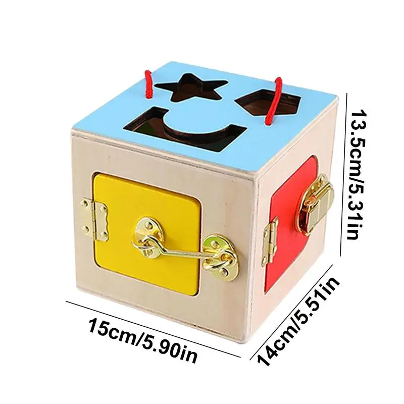 Coin Harvest Toddler Learning Geometric Block Toys Wooden Lock Box Toy Shape Sorter Object Box Kid Girl Boy Educational Supplies