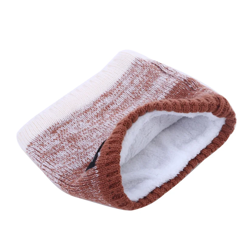 Autumn Winter Scarf Solid Plush Ring Scarf Thickened Double Layer Warm Cashmere Knitted Neck Cover Outdoor Cold Resistant Scarf