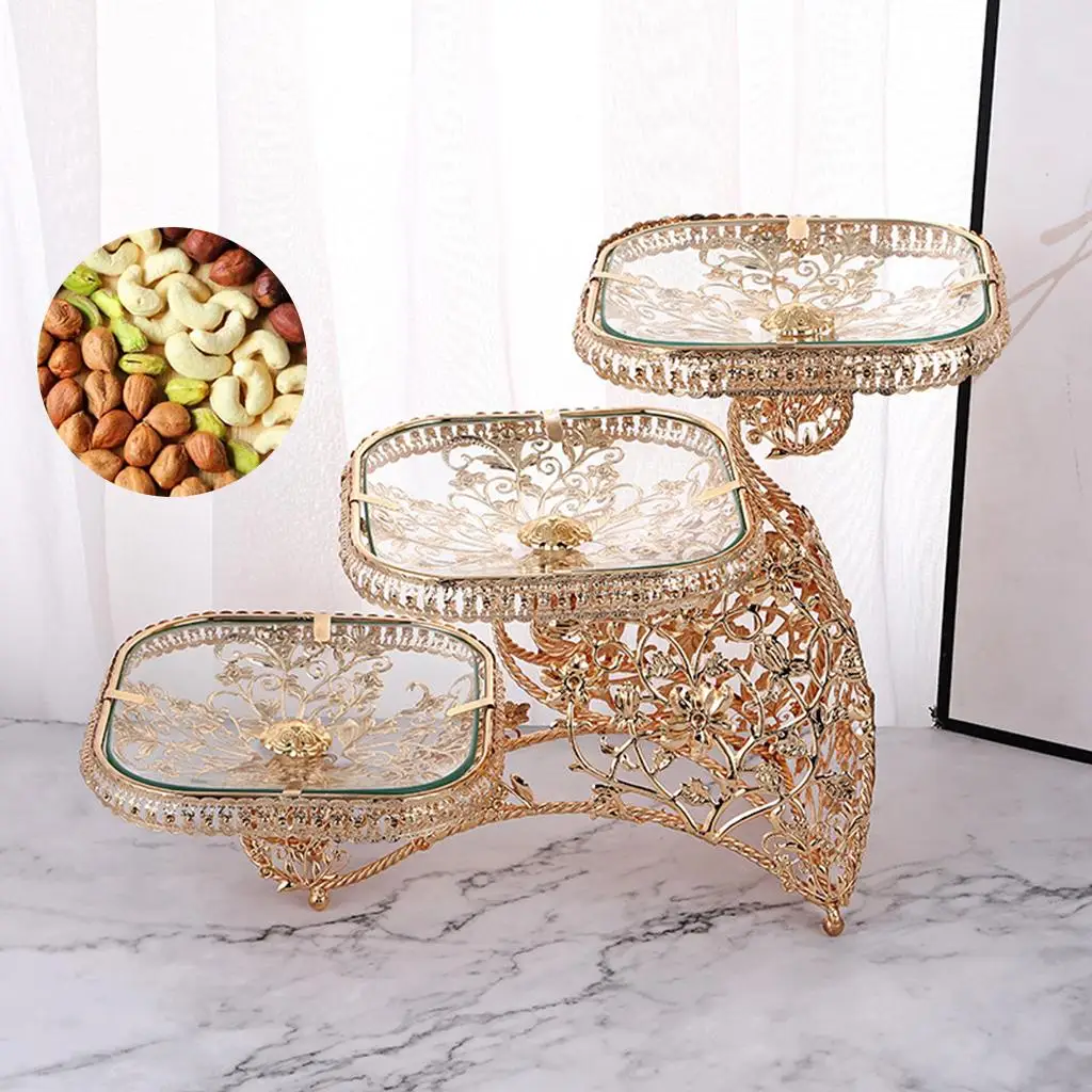 3 Tier Fruit Dessert Snacks Bowl Salad Display Holder Storage Tray Stand