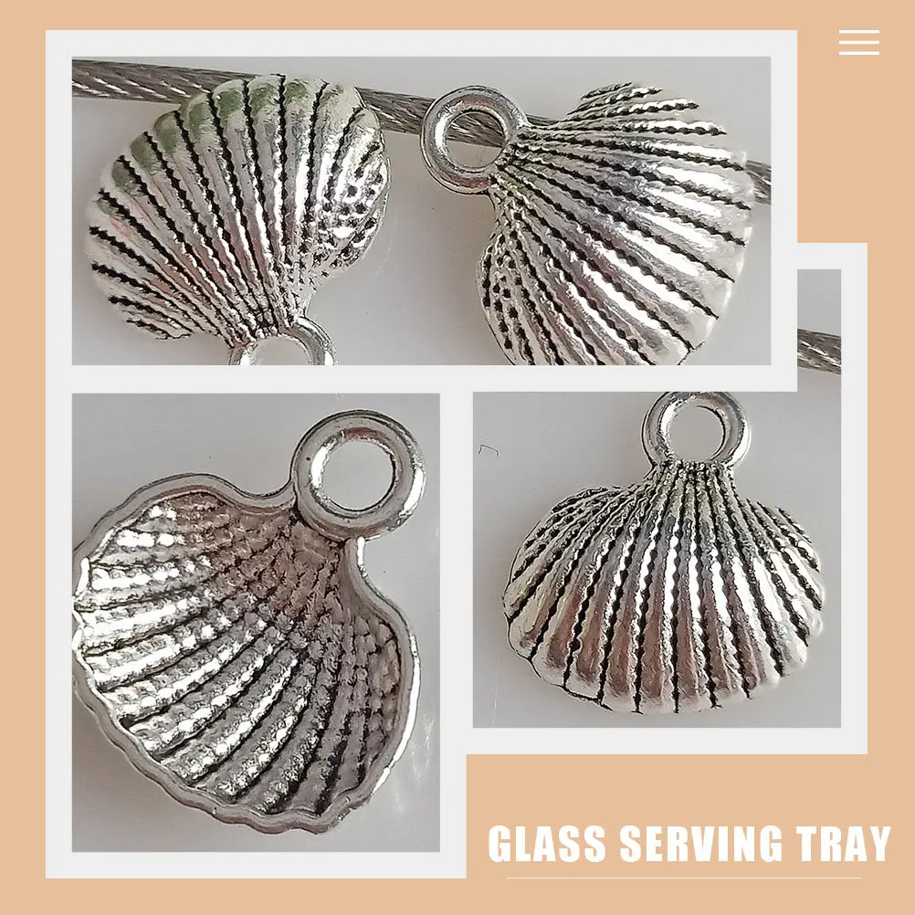 

100 шт. подвесок-ракушек из серебряного сплава для самостоятельного изготовления украшений, аксессуары для ожерелий, браслетов, брелоков, винтажный стиль