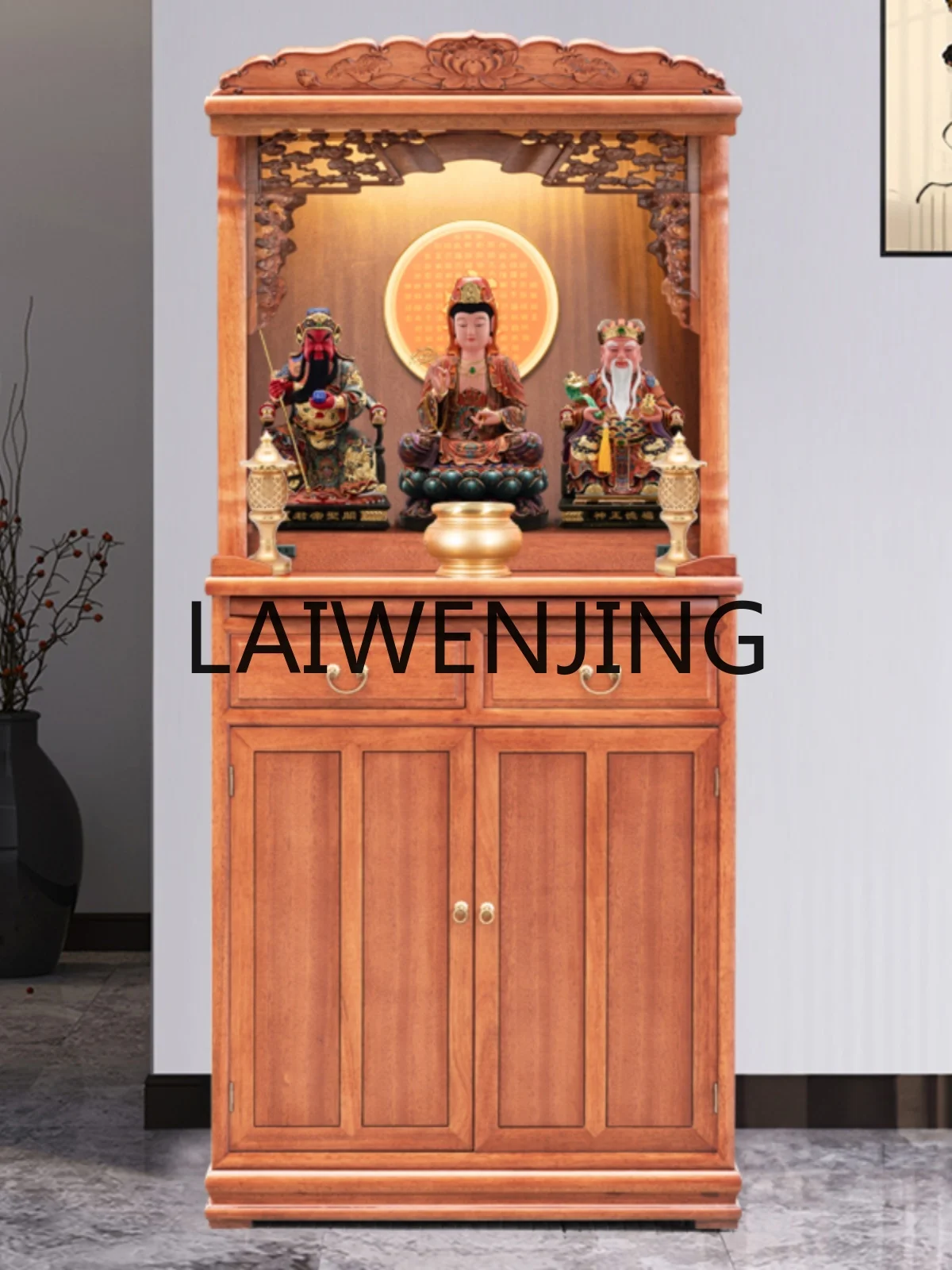 

RWJ Solid Wood Home New Chinese Style Enshrine God of Wealth Buddha Cabinet Buddhist Hall Altar Shrine Cabinet