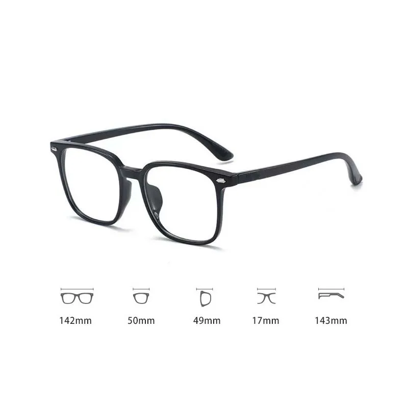 Vintage Oversized Frame Minus Eyeglasses Women Fashion Square Ultra Light Myopia Eyewear Eye Protection Computer Plain Glasses