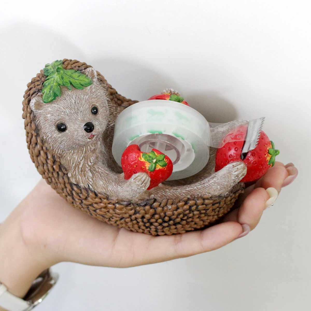 1 Piece Set of Hedgehog Tape Holder Cutter, Home and Office Decoration, Desktop Stationery, Animal Model Ornament