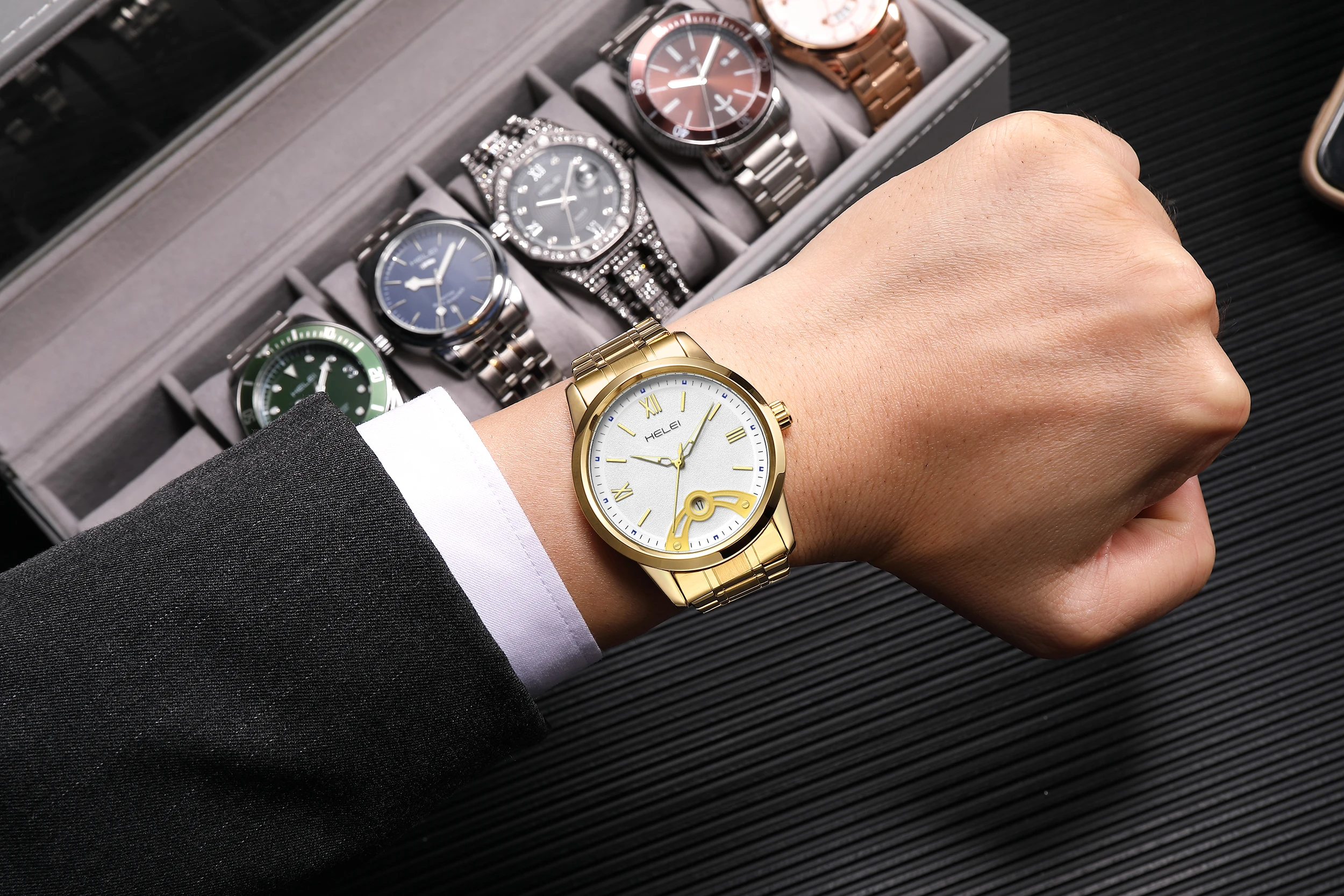 ساعة يد كوارتز كاجوال رياضية جديدة للرجال من HELEI بحزام مضيء وتاريخ ساعة يد رجالية #6