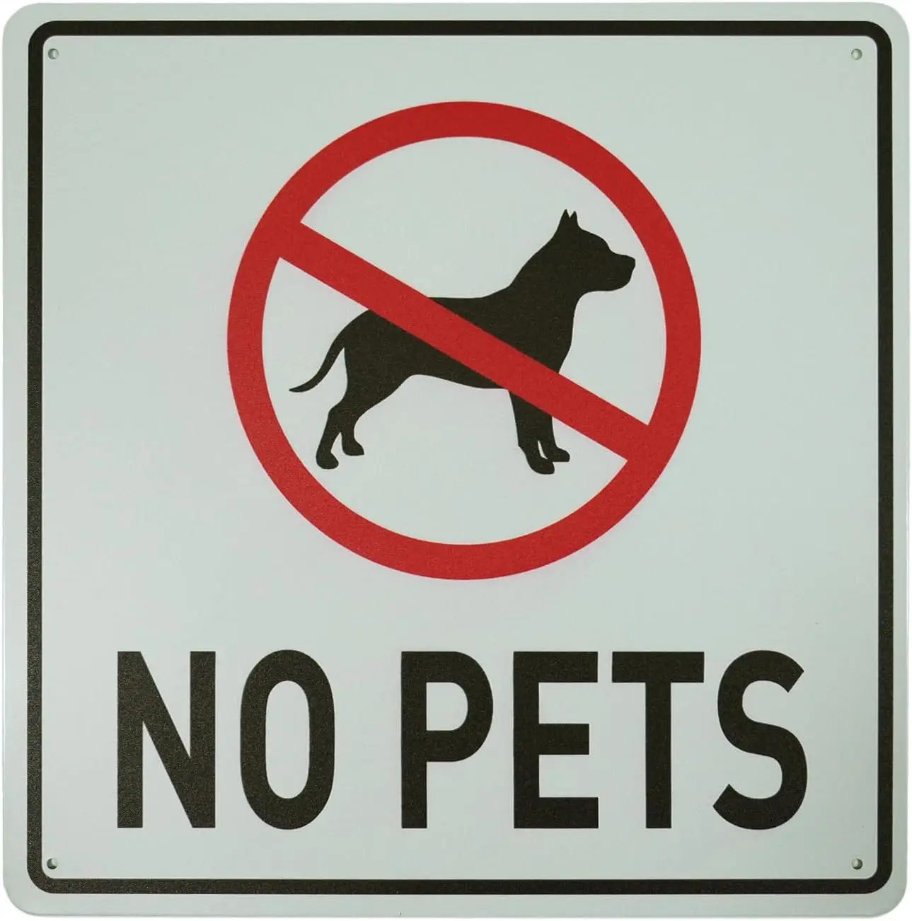 No Pets Allowed Aluminum Metal Sign, No Dogs, Cats, Animals Allowed Inside Business Sign, 12 x 12 inch 1pc sign