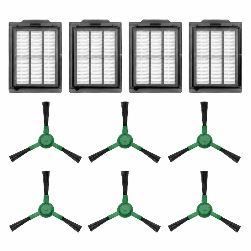 10Pcs Replacement Kit For Roomba 505/405 For Combo, 6 Side Brushes & 4 Filters, High-Efficiency Vacuum Cleaner Accessories
