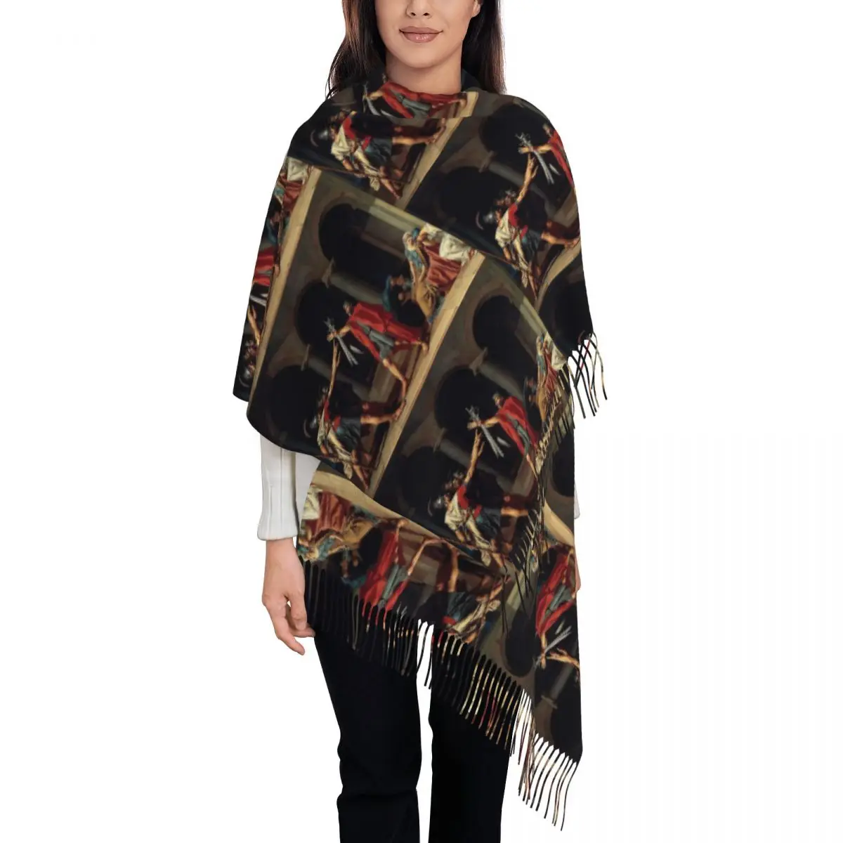 

Oath Of The Horatii - Jacques-Louis David Scarf Tassel Scarves Women Soft Warm Shawls and Wraps Large Fall Winter Shawl Wrap