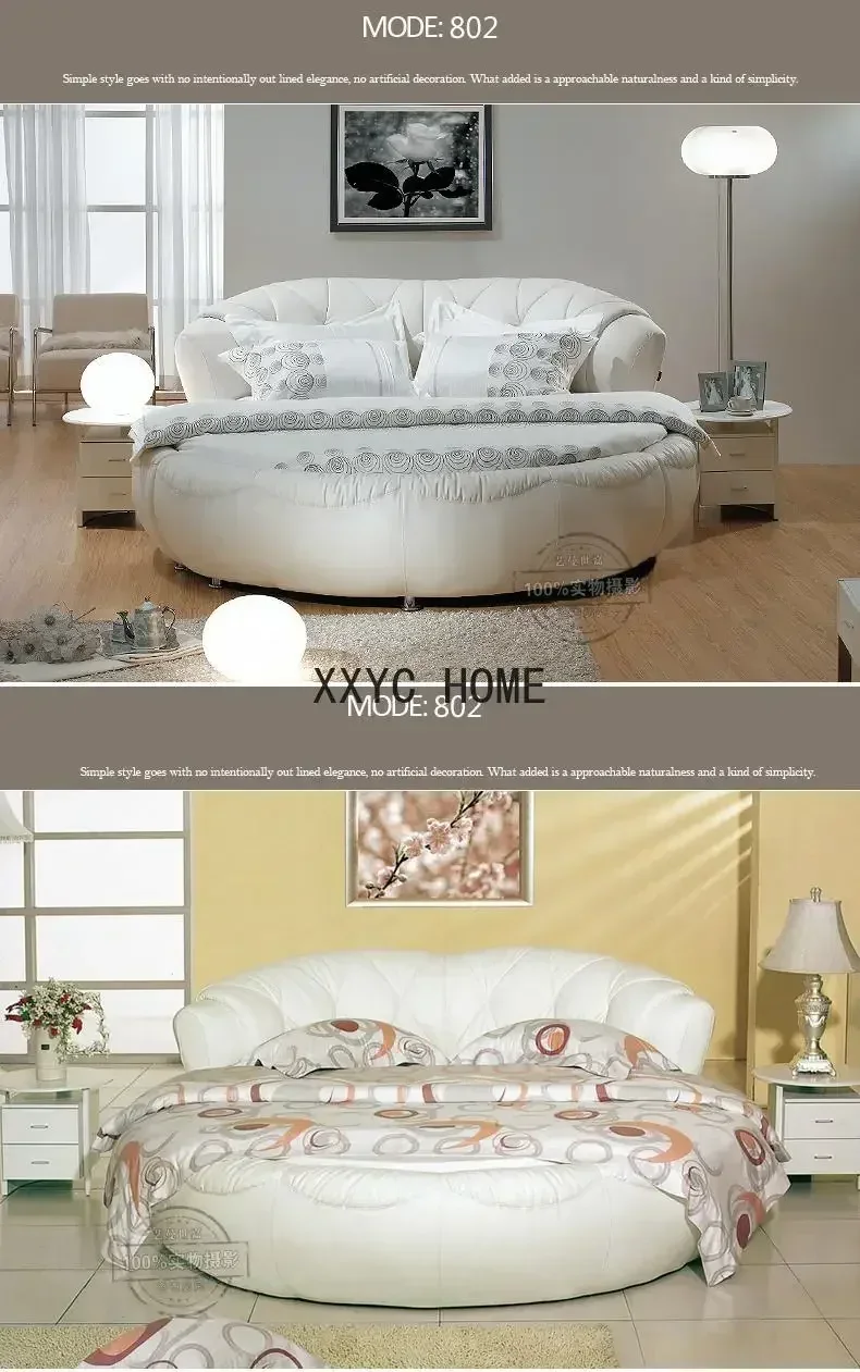 

Круглая двуспальная кровать из ткани в стиле принцессы