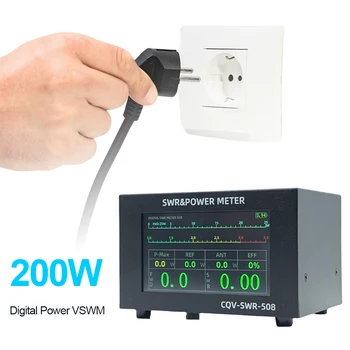 120W Digital Power Standing Wave Meter High Standing Wave Alarm 1.8-54Mhz SWR & Power Meter 4.3in IPS Touchscreen