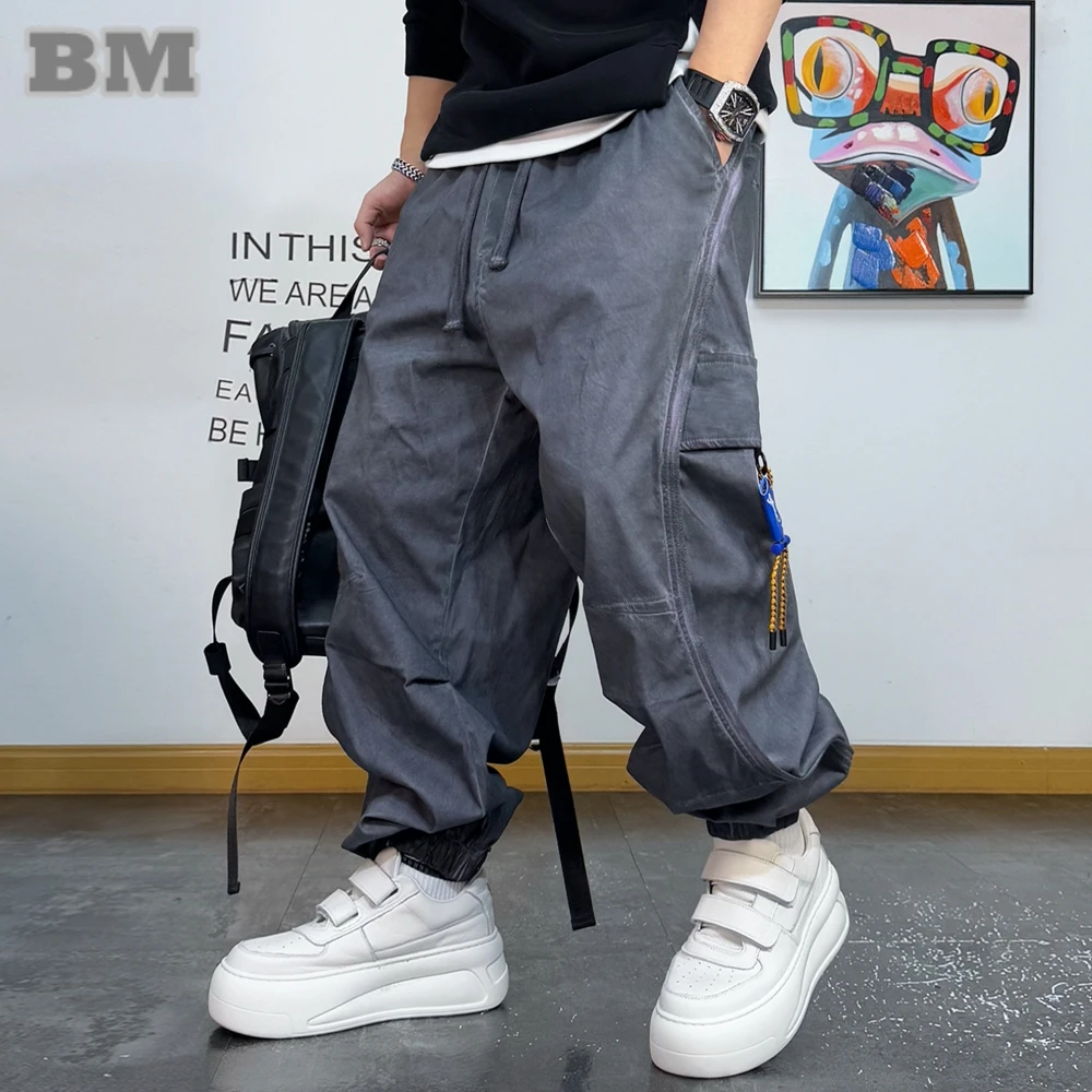 Korean Hip Hop Baggy Pants Trendy High End Men'S Clothing Streetwear Loose Cargo Pants Fashion Joggers Skateboard Trousers Male