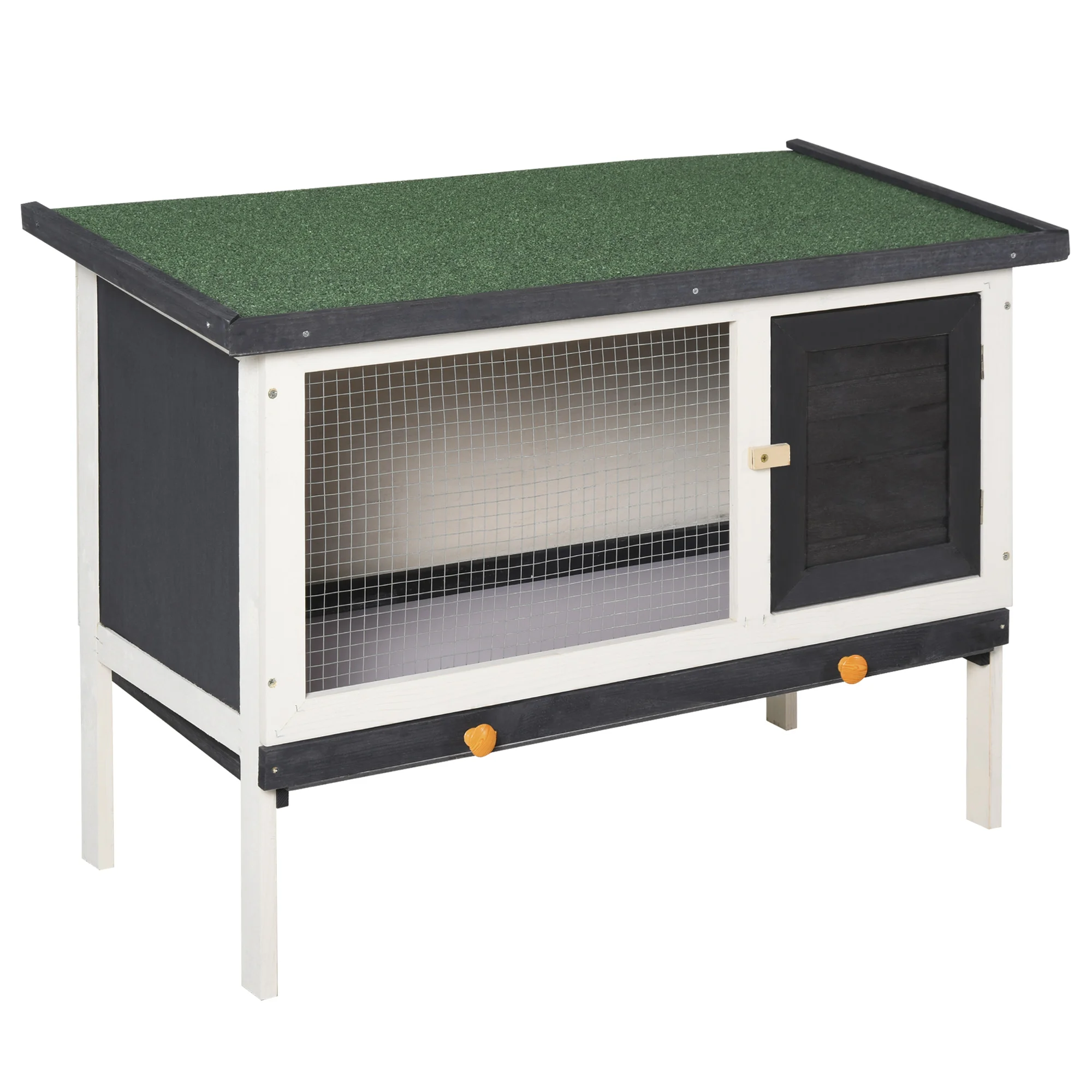 PawHut wooden Hutty with folding asphalt roof and trays 90x45x65 cm