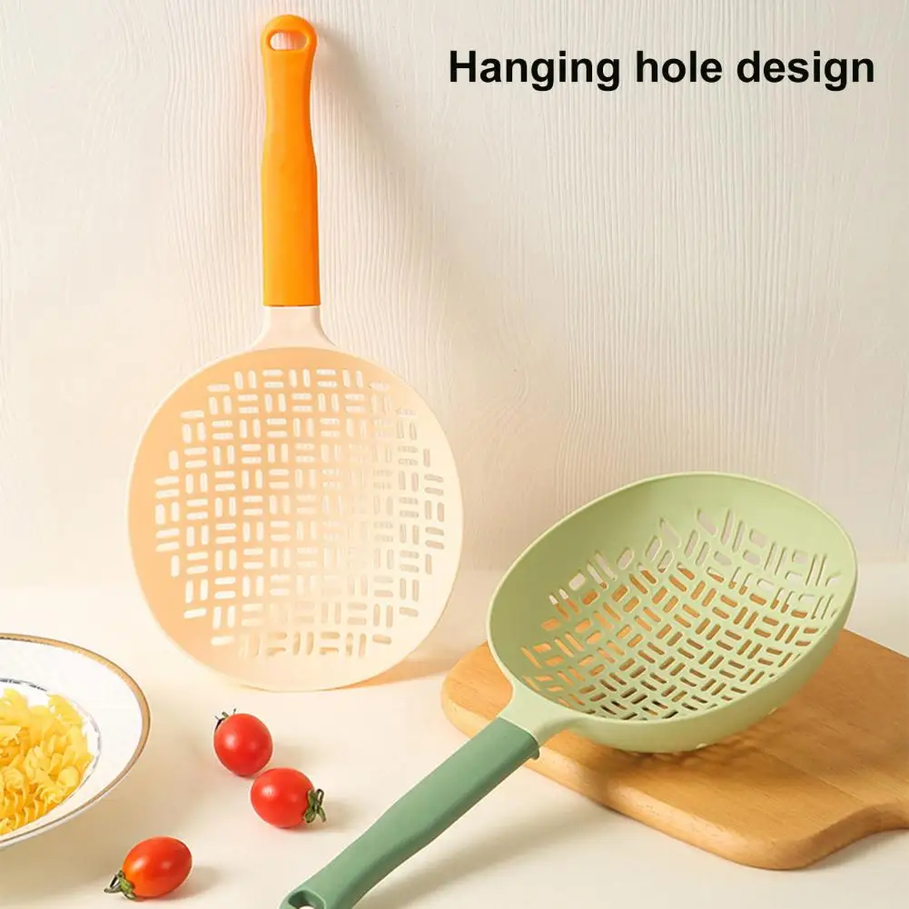 35cm Kitchen Filter Spoon Large Leak Hole Long Handle Colander Fast Draining Nylon Strainer Spoon Hanging Gadget Kitchen Tools