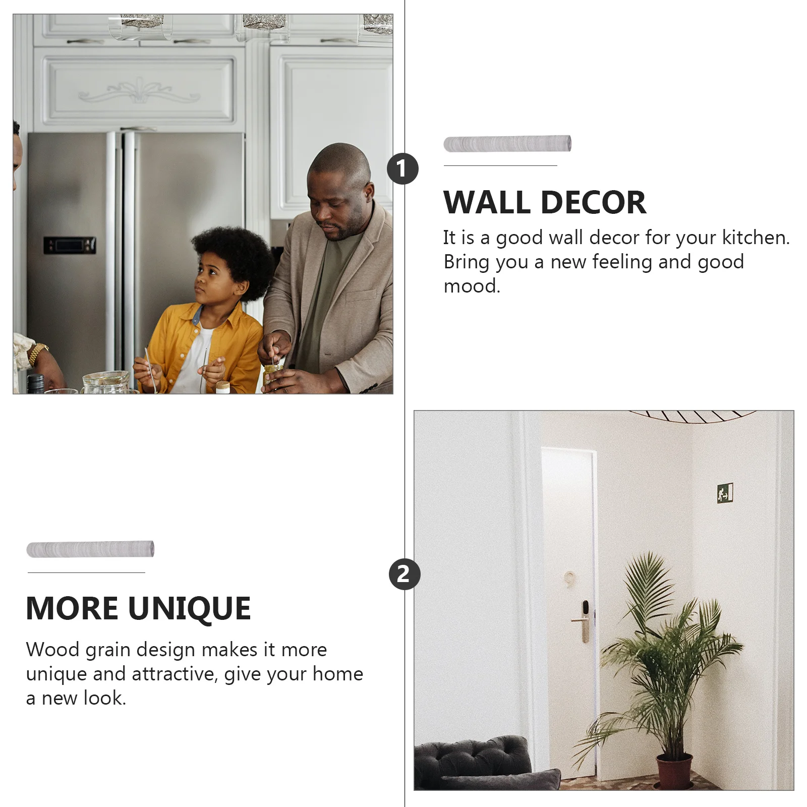 

Wood Grain Wall Sticker Self-Adhesive Decorative Film For Kitchen Cabinet Bathroom Tile Furniture Home Décor