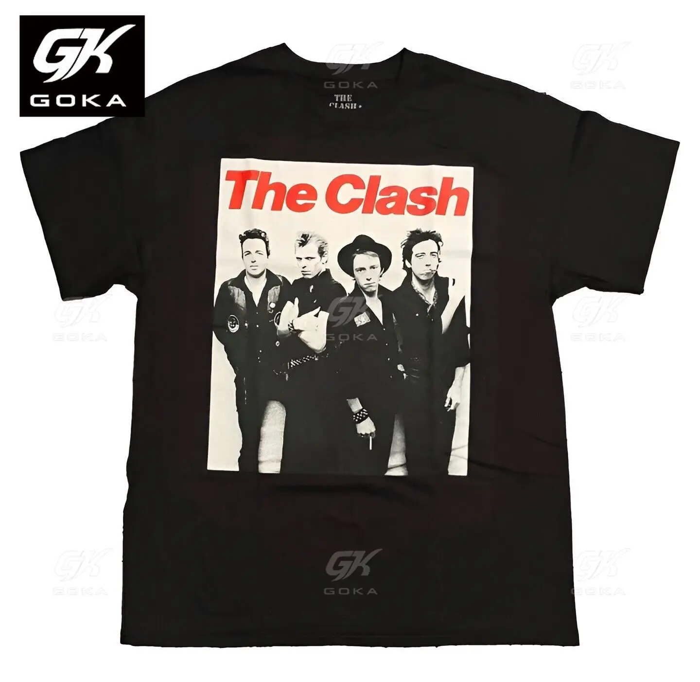 Authentic The Clash Black & White Group Photo Graphic T Shirts for Mens Clothing Cotton Tees Women Vintage Tops Printed T-shirt