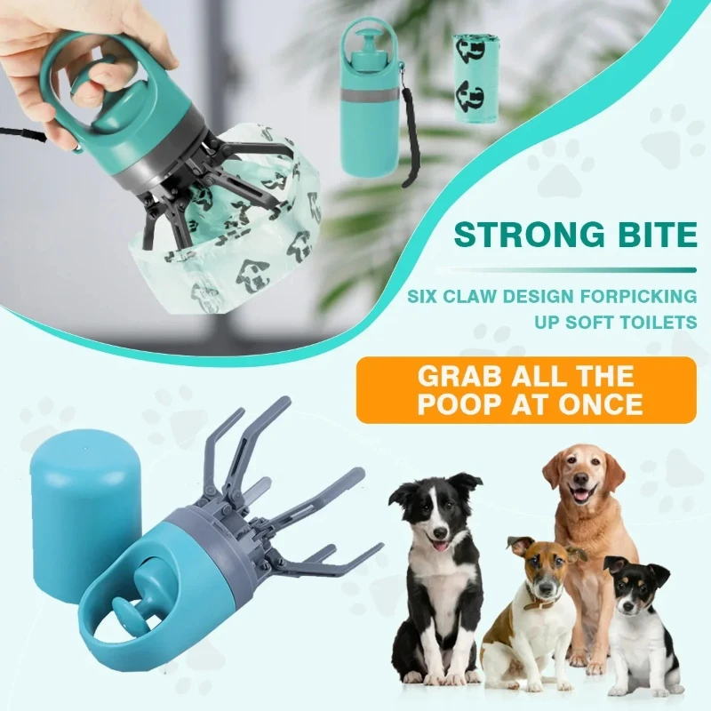 

New Dog Pooper Scooper Pet Waste Cleaner 0 Contact Lightweight & Portable Easy to Use with Waste Bags High Grab Rate for Outdoor