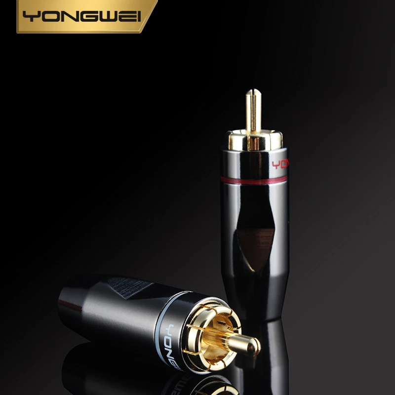 YONGWEI Gold-plated soldered RCA lotus-head AV audio connector metal Male plug video player Sound box, mixing console