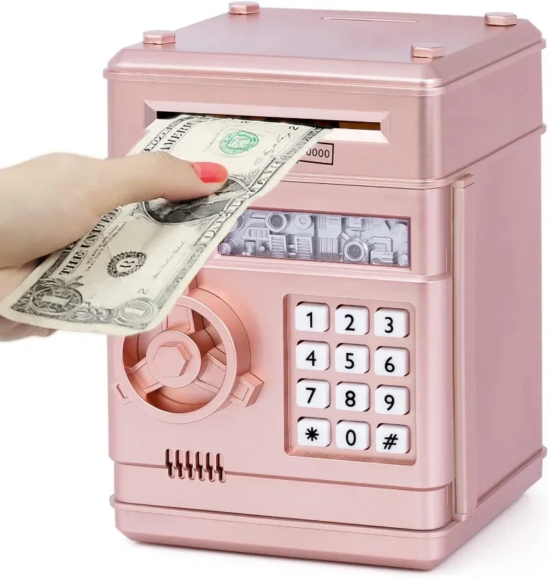 Kids Piggy Bank with Combination Lock and Automatic Grab Bill Slot  Mini ATM Money Piggy Bank, Boys Girls Birthday Gift Toy