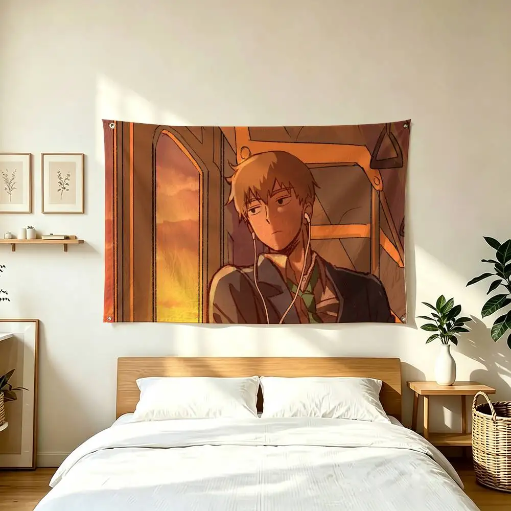 A-Arataka R-Reigen Mob Psycho 100  Flags Wall Hanging Tapestry Outdoor Garage Room Decorative flag Background Blanket