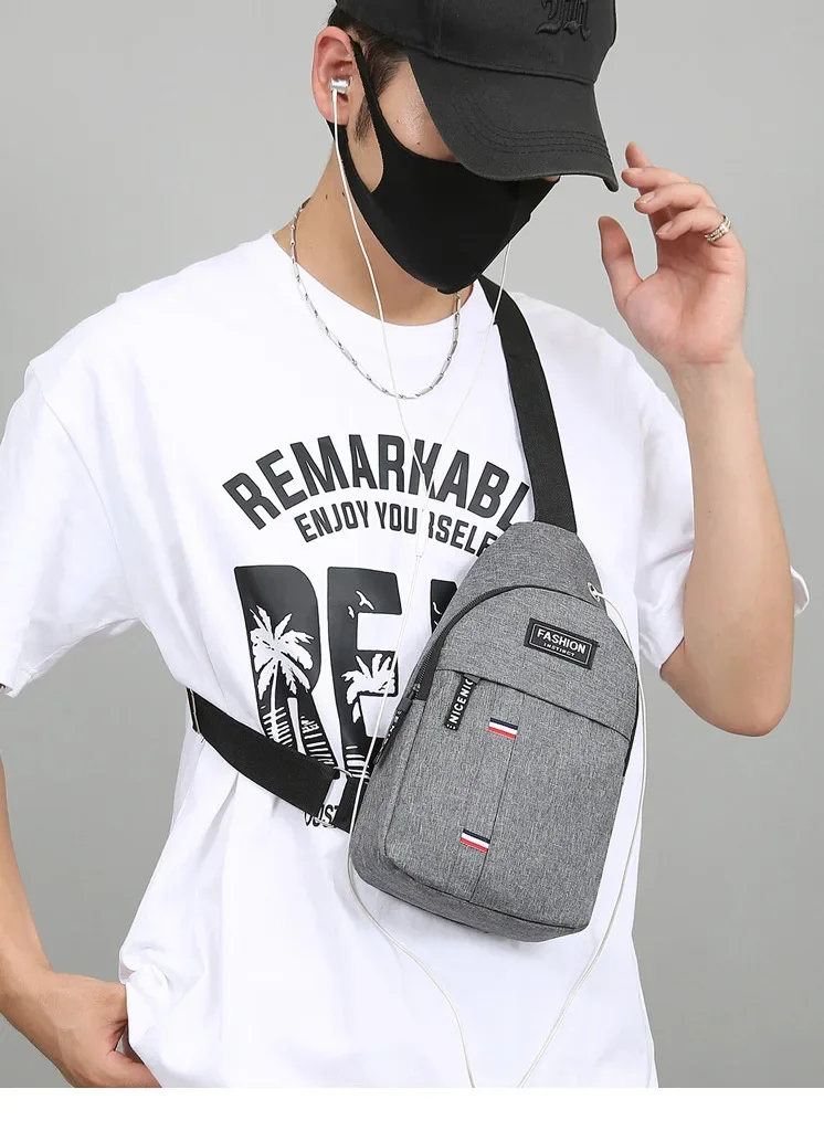 Men\'s Small Canvas Crossbody Chest Bag, Multifunctional Sling Bag For Outdoor Sports Travel Hiking Camping