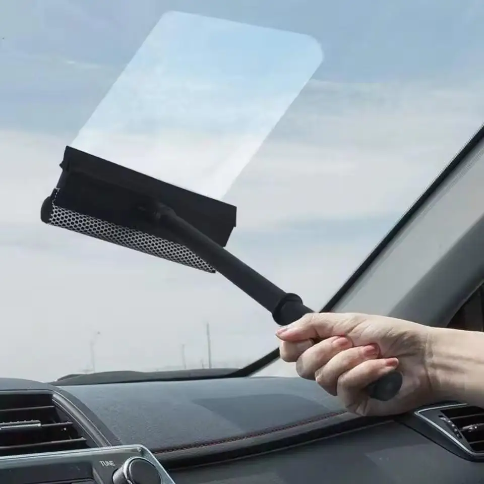 Car Window Cleaning Brush Mirror Glass Squeegee Wiper 2 in 1 Retractable Long Handle Car Windshield Window Brush Car Cleaning