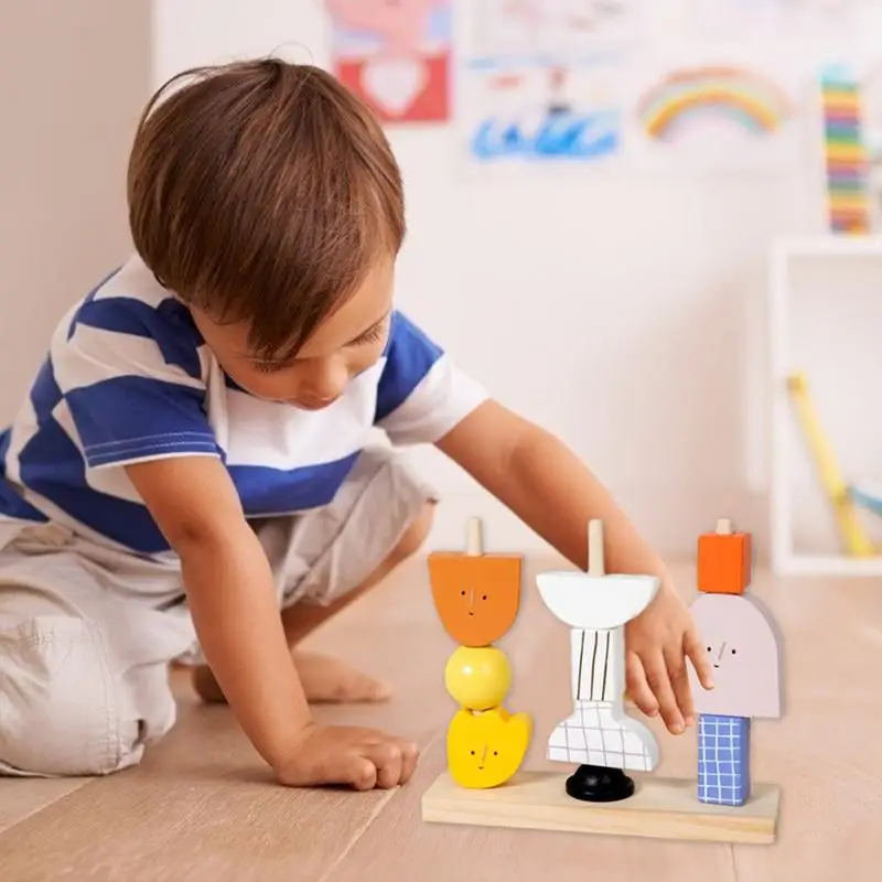 Blocchi di costruzione per bambini Ordinamento di colori in legno Giocattoli sensoriali Giocattoli di costruzione per bambini Nuovo gioco di blocchi di costruzione Giocattoli in età prescolare per