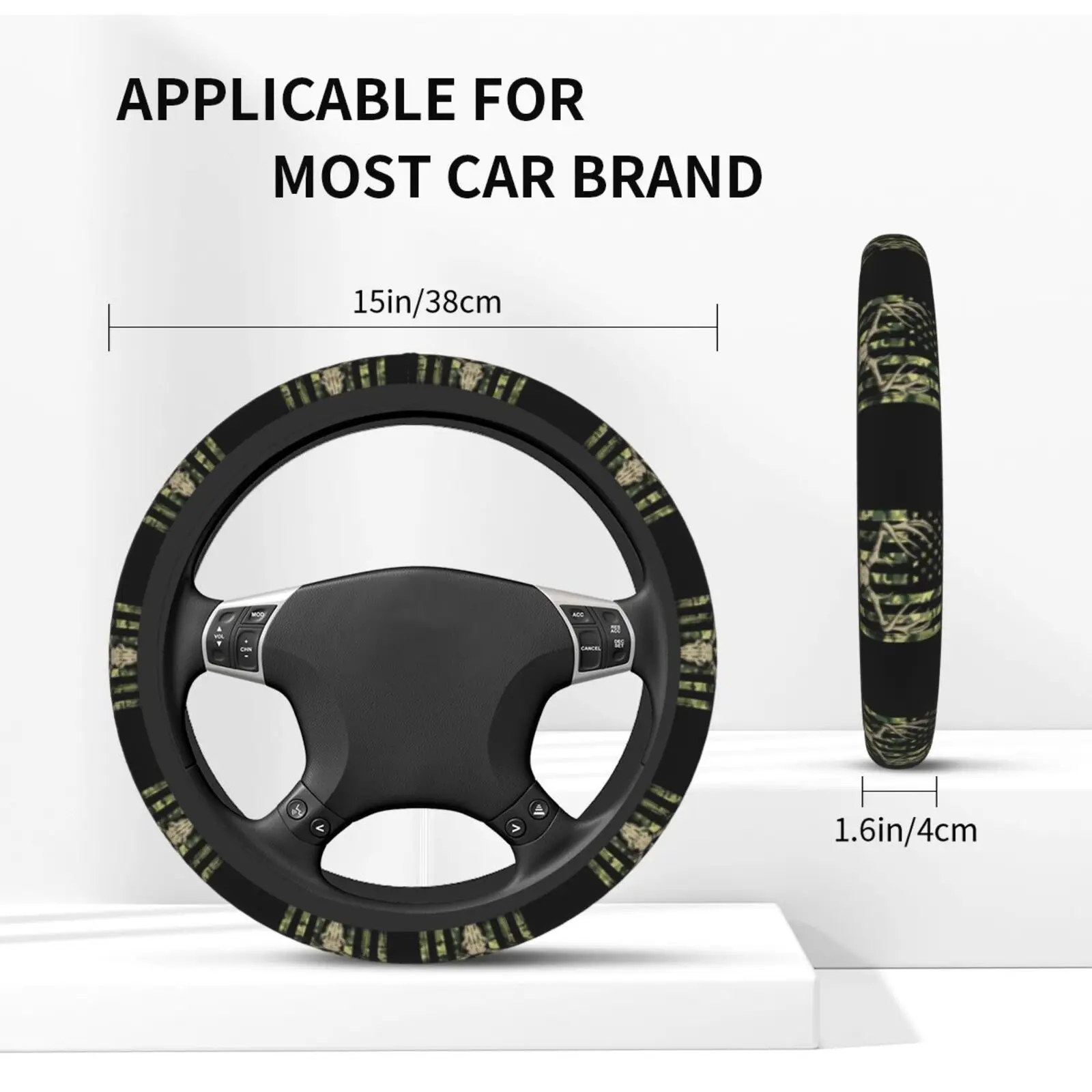 Camo Camouflage American Flag Hunting Deer Car Steering Wheel Cover 37-38 Anti-slip Colorful Auto Decoration Car Accessories - view 5