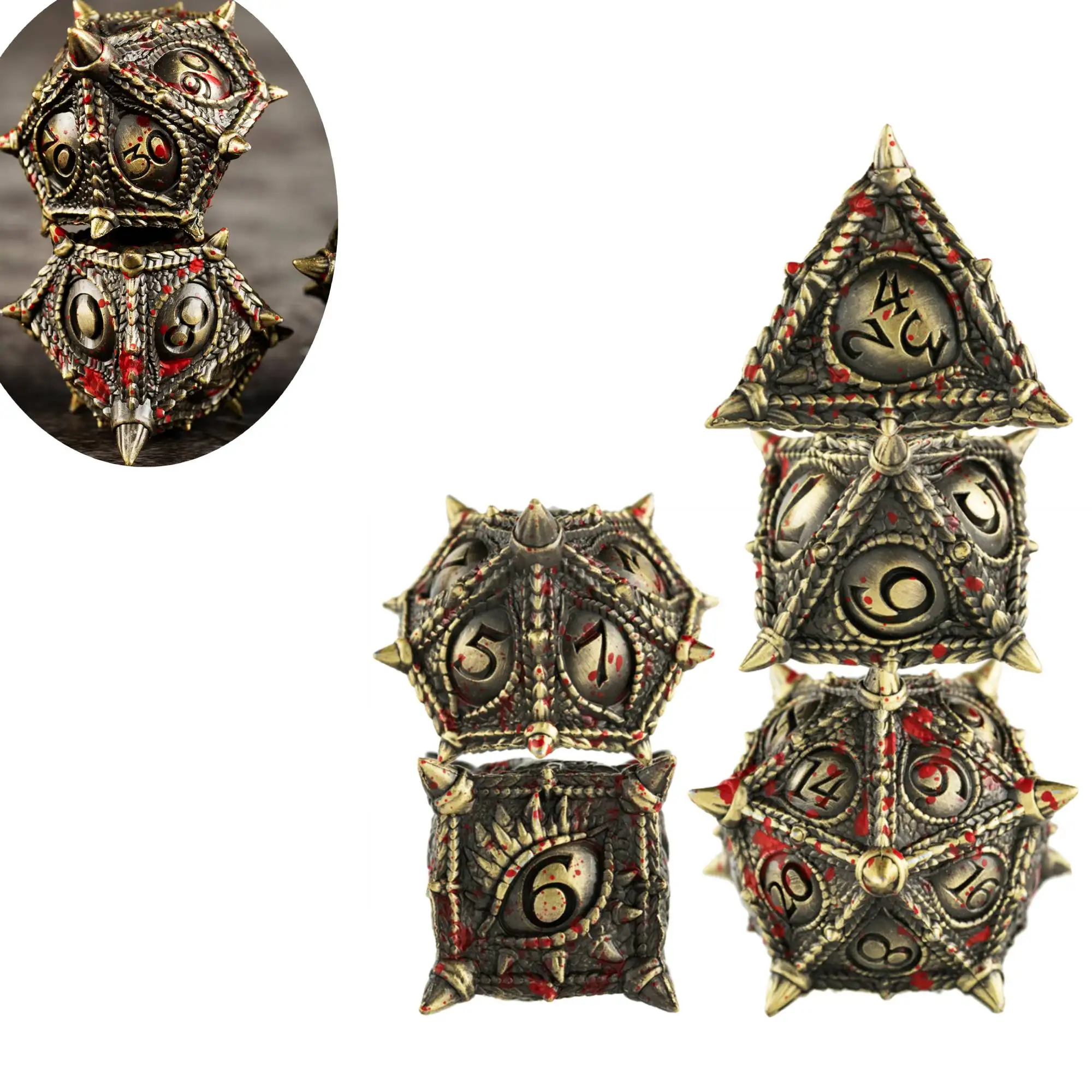 

Бронзовые кубики с драконами Многогранные ролевые игровые кости Металлические острые края Набор кубиков для ролевых игр Dungeon & Dragons D&D Games D6