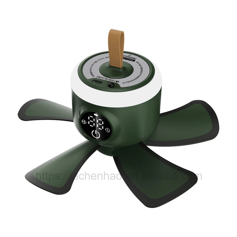 Ventilador de techo con temporizador y Control remoto, Enfriador de aire alimentado por USB, 4 velocidades, para cama, hogar, Camping, tiendas de campaña colgantes al aire libre