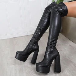 Quality Peep High Toe Boots Stilettos Jazz Dance Shoes Knee-high Suede Sole Customizable Street Sexy