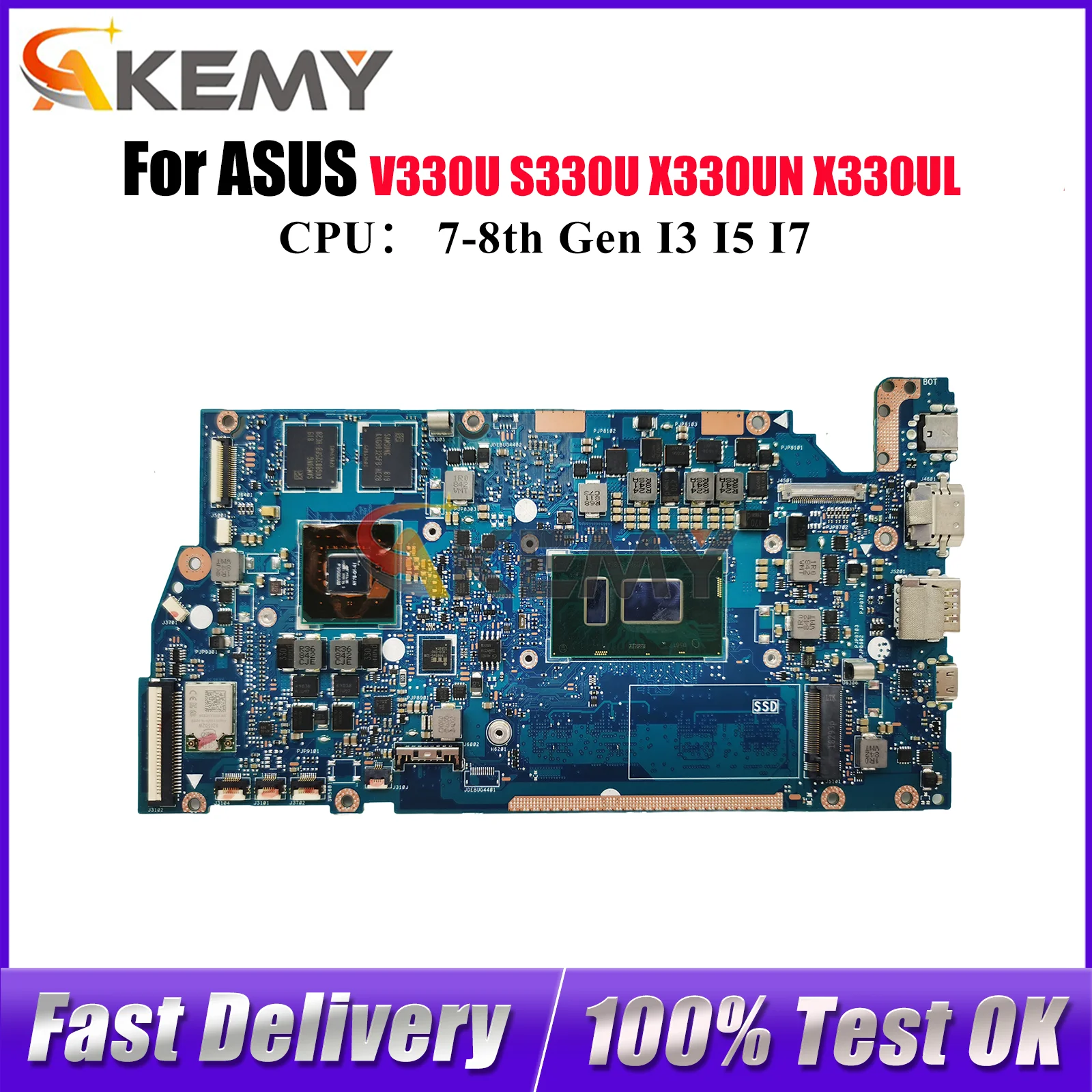 

X330UN Материнская плата для ноутбука ASUS VivoBook X330UF X330U K330U S330U R330U V330U ADOL13U I330U X330UL Материнская плата с процессором I3 I5 I7