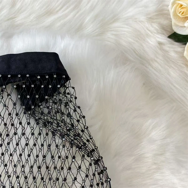 Sexy Fishnet Mesh ausgehöhlte Freizeithosen funkelnde Diamant elastische enge Hosen Party Musik Festival Hosen 2026 neue Stile – Detail 21