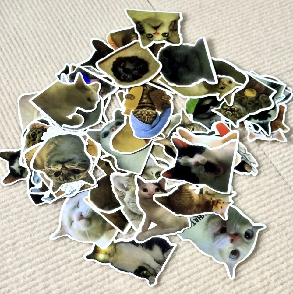 50PCS Cute Cat Stickers Vinyl Waterproof Funny Cats Decals for Water Bottle Laptop Skateboard Scrapbook Luggage Kids Toys