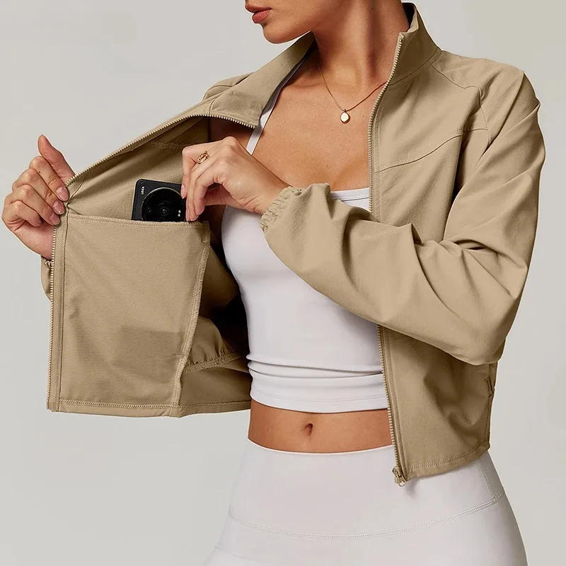 المرأة سترة يوجا الجري تجريب سحاب أكمام طويلة الصالة الرياضية ملابس رياضية سريعة الجافة أكتيفيوير ملابس خارجية ملابس رياضية 2025